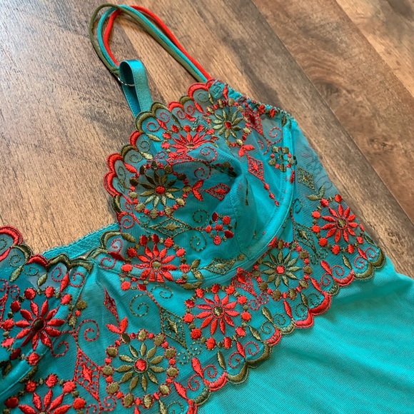 VS Vintage Y2K Pink Label Moroccan Embroidered Bohemian Crystal Babydoll & Panty - Picture 11 of 15